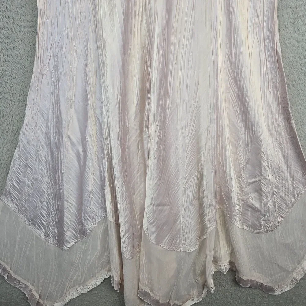 Vintage Komarov Maxi Dress Womens L Jeweled Neckline Charmeuse Asymmetric Flowy - Picture 7 of 16